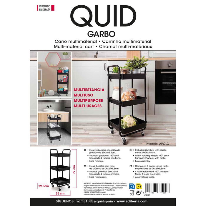 Carrito Multiusos Garbo Quid 34,5x29,5x77 cm (4 Unidades)