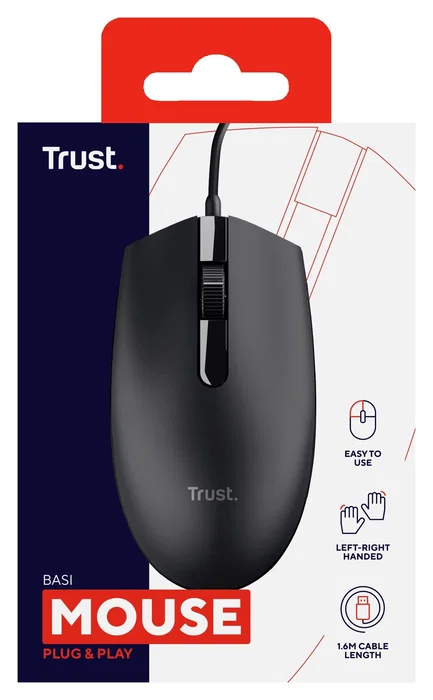 Trust Basi Ratón de Oficina Ambidextro con Cable USB Negro Trust Basi Ratón de Oficina Ambidextro con Cable USB Negro