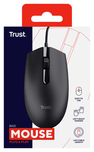 Trust Basi Ratón de Oficina Ambidextro Negro Trust Basi Ratón de Oficina Ambidextro Negro