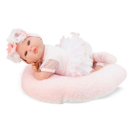 Berjuan Reborn bailarina tul blanco mecanismo besistos y almohada rosa maquillaje 8502-24 50 cm