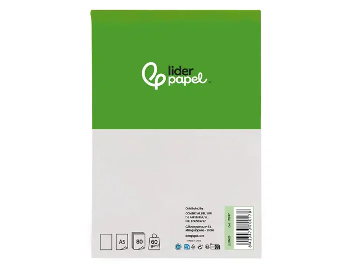 Liderpapel Bloc de notas liso A5 80 hojas 60 g/m² perforado