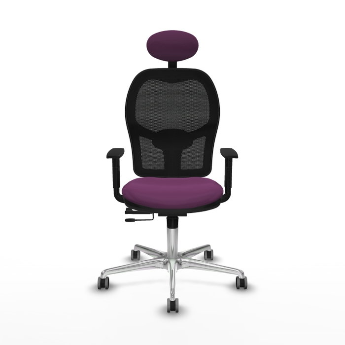 PIQUERAS Y CRESPO Silla de oficina Jorquera con mecanismo Sincro/Traslack, Similpiel Morado y Malla Negra