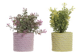 DKD Home Decor Planta Artificial Rosa y Amarillo 15 x 17 x 15 cm (12 Unidades)