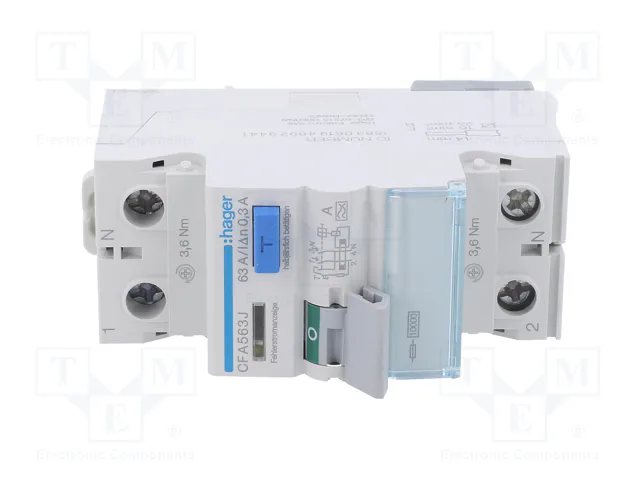 HAGER Interruptor diferencial RCD 63A 300mA 1+N