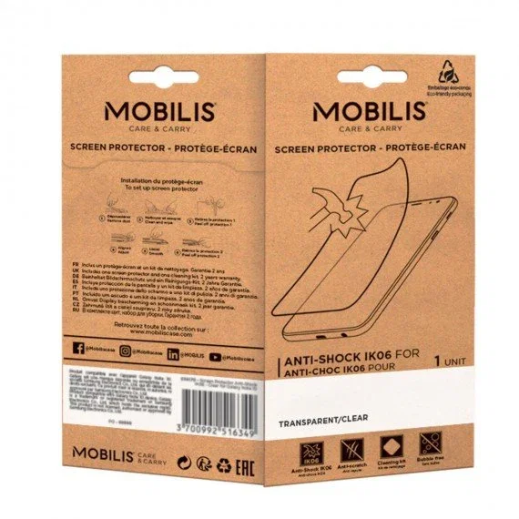 Mobilis 036271 Protector de Pantalla de Cristal Templado 5H para Samsung Galaxy Xcover 7 y 6 Pro, Antibacteriano, Resistente a Golpes y Rayones, Transparente, 1 unidad
