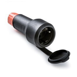 Famatel Base móvil schuko 2P+T con tapa de goma 16A 250V IP54 negra 1,5-2,5 mm² blister