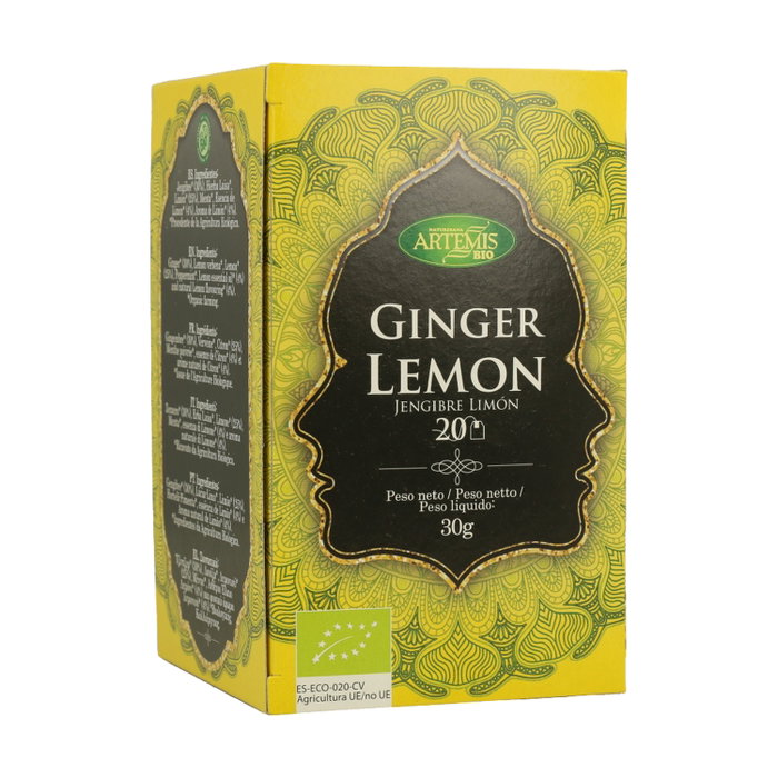Artemis Té Jengibre Limón Bio 20 filtros - Infusión ecológica para resfriados y digestión Artemis Té Jengibre Limón Bio 20 filtros - Infusión ecológica para resfriados y digestión
