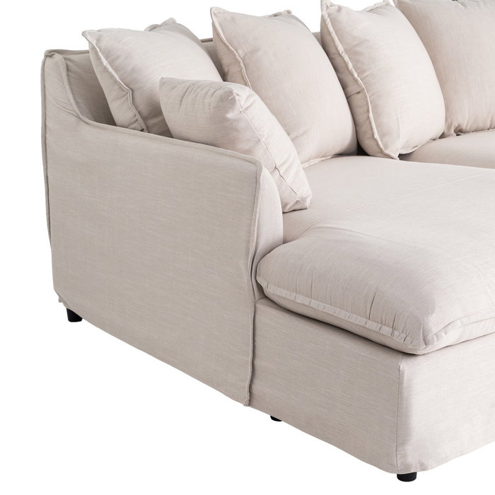 Sofá Chaise Longue Beige Dm-Tejido Salón 254 X 158 X 84 cm Sofá Chaise Longue Beige Dm-Tejido Salón 254 X 158 X 84 cm