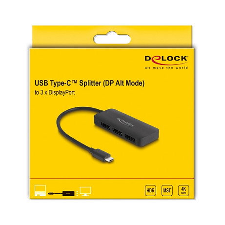 DeLOCK 88041 Divisor USB Type-C™ a 3 x DisplayPort MST 4K 60 Hz DeLOCK 88041 Divisor USB Type-C™ a 3 x DisplayPort MST 4K 60 Hz