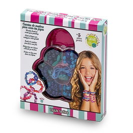 TACHAN - Set de Cuentas de Madera Azul para Hacer Pulseras y Collares, Incluye Cuerdas y Estuche, 100+ Piezas, Juguete Educativo Niños 5+ Años