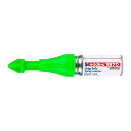 Edding Marcador en Spray Pintura a la Tiza Verde Fluorescente 11 ml, para Ladrillo, Metal, Cerámica, Agujeros Ø3-13 mm Prof. 45 mm, 250 Pulverizaciones, Blister 1 ud