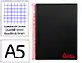 Liderpapel Cuaderno Espiral A5 Micro Wonder Tapa Plástico 120 Hojas 90gr Cuadro 5mm Negro