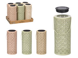 Ibergarden Lampara Solar Redonda Alta Rombos 11x26x11cm Surtidos (Set de 12)