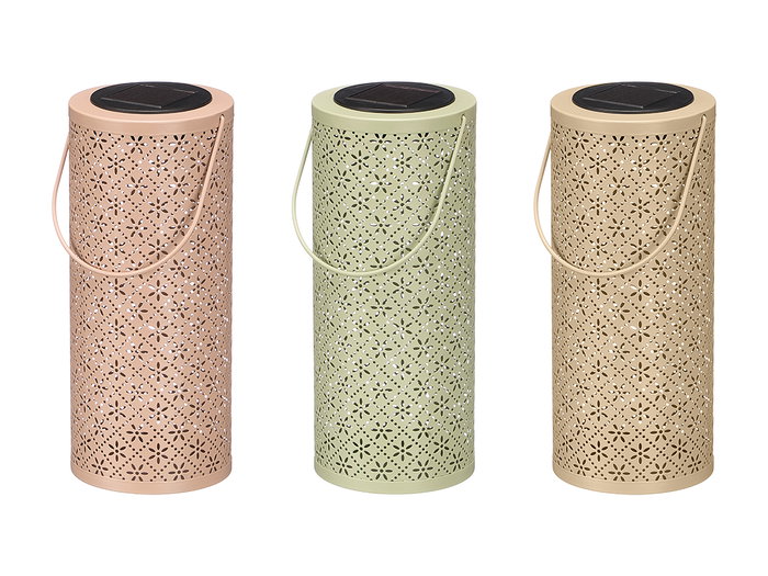 Ibergarden Lampara Solar Redonda Alta Rombos 11x26x11cm Surtidos (Set de 12)