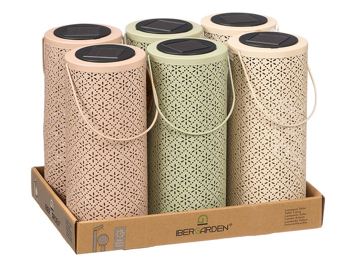 Ibergarden Lampara Solar Redonda Alta Rombos 11x26x11cm Surtidos (Set de 12)