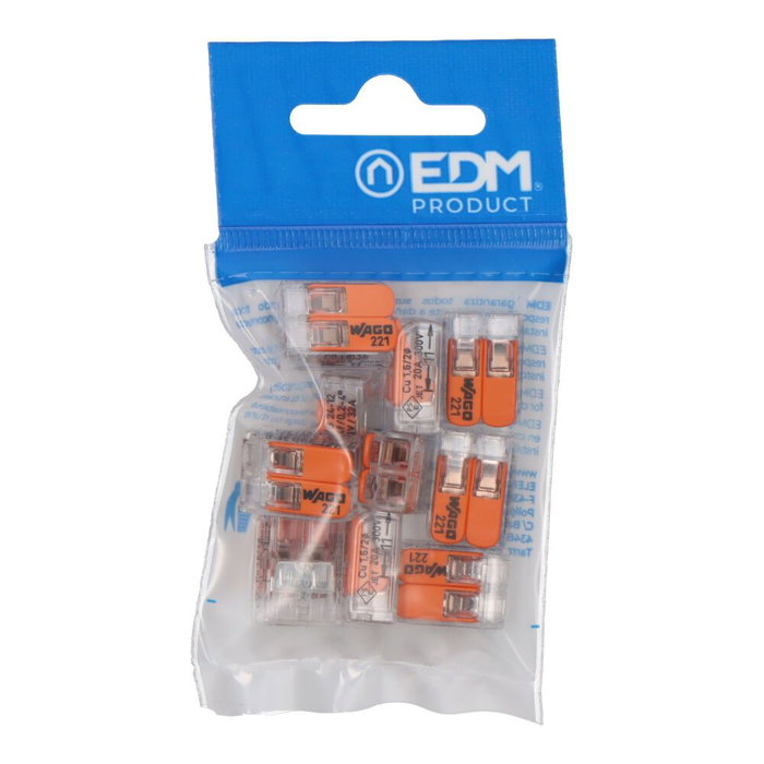 Wago Conector Rápido con Palanca 2 Vías para 2 Conductores, Máx. 4 mm², 450V 32A, Transparente, 10 Unidades