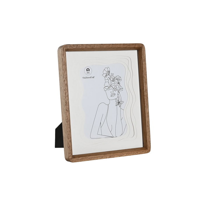 DKD Home Decor Set de 2 Marcos de Fotos Scandi 15x20 cm, Marrón y Blanco, Acacia