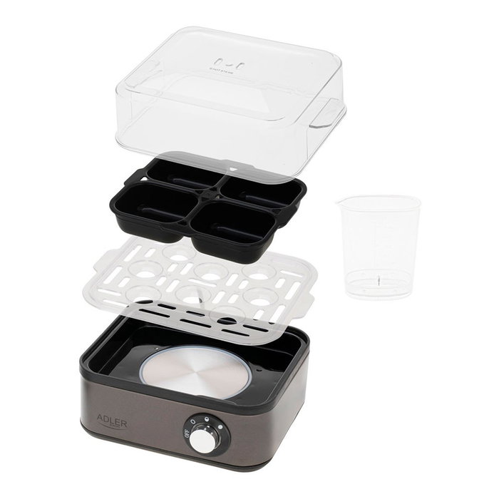 Adler AD4486 Cocedor de huevos, hasta 8 huevos, 800 W, Negro/Acero