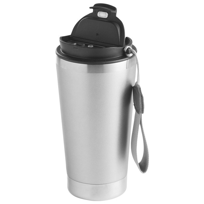 Day Mug Térmico 450 ml con Correa Doble Pared Acero Inoxidable Mantiene Calor 6h Frío 12h