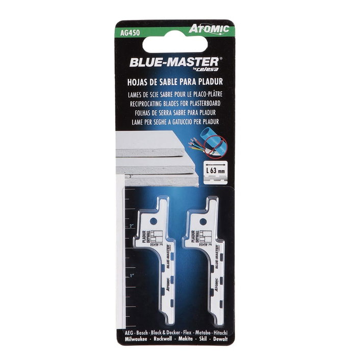 Bluemaster Hoja de sable especial pladur 63 mm, 2 uds, corte <25 mm, no corta tubo ni cable, compatible con sierras universales
