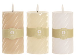 DKD Home Decor Vela Led Basicos Beige Blanco 7x17x7 cm (6 Unidades)