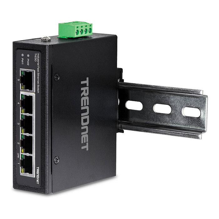 TRENDnet TI-E50 Switch Industrial Fast Ethernet de 5 Puertos Negro