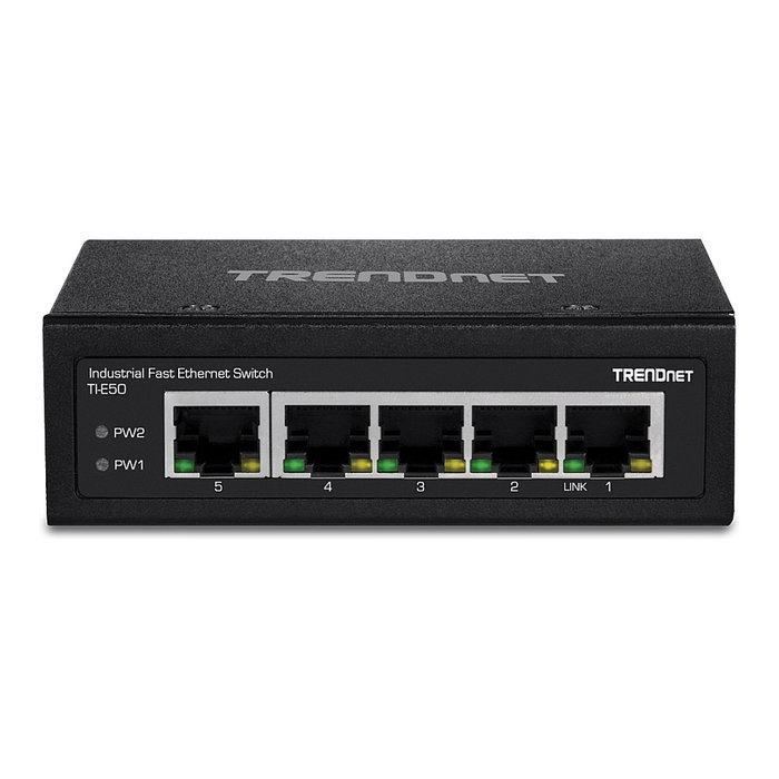 TRENDnet TI-E50 Switch Industrial Fast Ethernet de 5 Puertos Negro