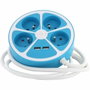 Chacon Regleta de diseño circular Azul con 4 tomas y 2 USB-A