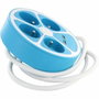 Chacon Regleta de diseño circular Azul con 4 tomas y 2 USB-A
