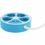 Chacon Regleta de diseño circular Azul con 4 tomas y 2 USB-A