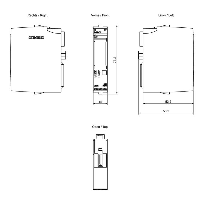 Siemens SIMATIC ET 200SP 6ES7131-6BF01-0BA0 Módulo de entrada digital DI 8x24VDC Siemens SIMATIC ET 200SP 6ES7131-6BF01-0BA0 Módulo de entrada digital DI 8x24VDC