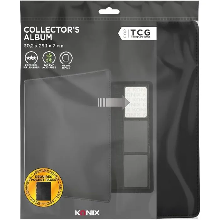 KONIX Carpeta de Anillas Premium Negra para Juegos de Cartas (Magic: The Gathering, Pokémon, Yu-Gi-Oh!) - KON3328170305990