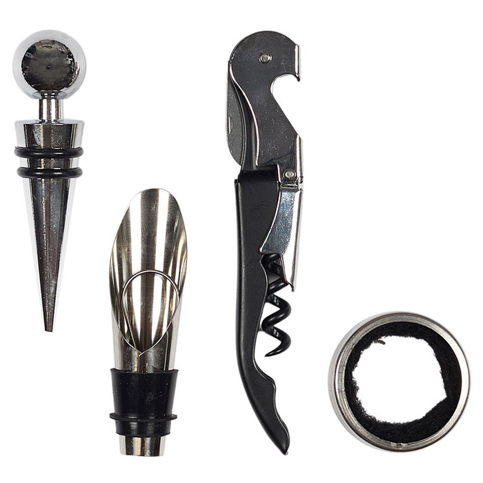 Cook Concept Juego de Vino y Ajedrez: Tablero, Piezas, Tapón Vertedor, Sacacorchos y Collarín Antigoteo