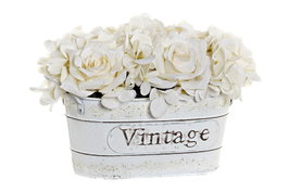 DKD Home Decor Flor Shabby Blanco 15 x 17 x 24 cm (2 Unidades)