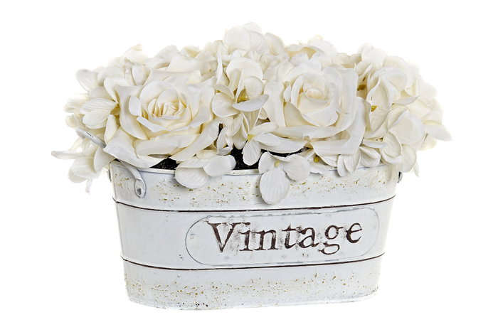DKD Home Decor Flor Shabby Blanco 15 x 17 x 24 cm (2 Unidades) DKD Home Decor Flor Shabby Blanco 15 x 17 x 24 cm (2 Unidades)