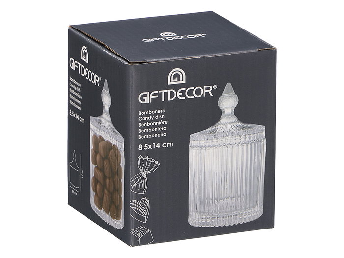 Giftdecor Bombonera Cristal Rayas 8.5 x 14 cm (Set de 24)
