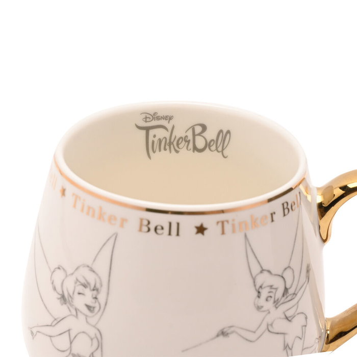 WIDDOP & CO Taza Campanilla Peter Pan Disney Porcelana China Ilustraciones Elegantes Dorados