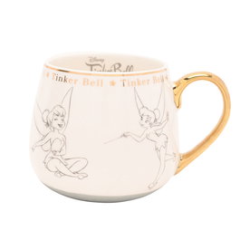 WIDDOP & CO Taza Campanilla Peter Pan Disney Porcelana China Ilustraciones Elegantes Dorados