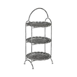 Ixia Bandeja Triple Gris de Metal Decoración 26,50 x 26 x 58 cm