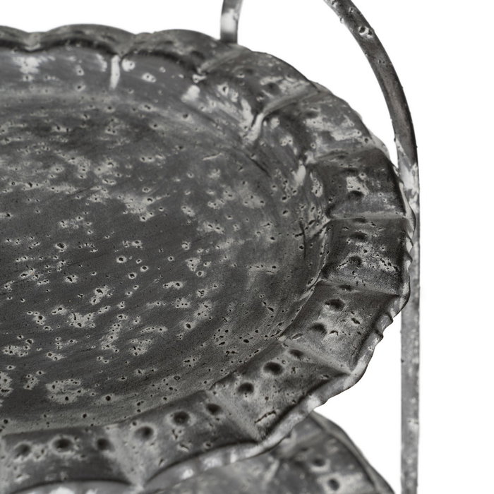 Bandeja Triple Gris Metal Decoración 26,50 X 26 X 58 cm