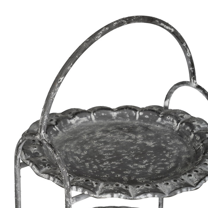 Bandeja Triple Gris Metal Decoración 26,50 X 26 X 58 cm