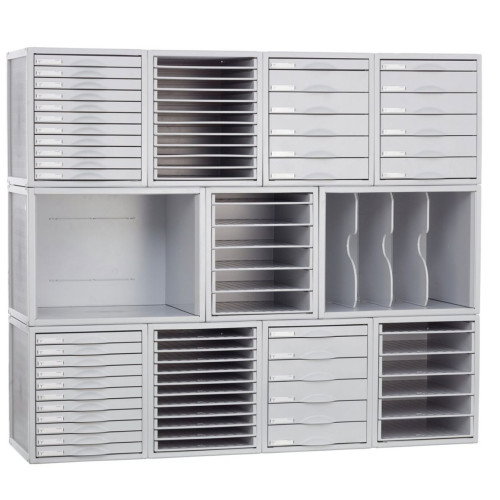 Archivo 2000 8409B GS Módulo de 9 Bandejas Organizadoras, Gris, 356x316x303 mm