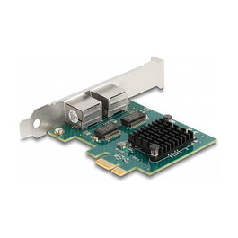 DeLOCK Tarjeta de Red PCI Express x1 Gigabit LAN 2 x RJ45 - 4 Gbit/s, PCIe 2.0, para PC, Color Gris, Interfaz Femenino, Compatible con Windows 10/11
