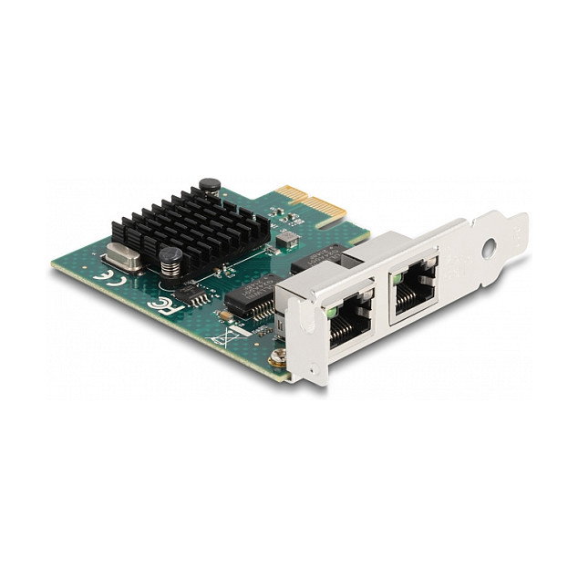DeLOCK Tarjeta de Red PCI Express x1 Gigabit LAN 2 x RJ45 - 4 Gbit/s, PCIe 2.0, para PC, Color Gris, Interfaz Femenino, Compatible con Windows 10/11
