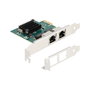DeLOCK Tarjeta de Red PCI Express x1 Gigabit LAN 2 x RJ45 - 4 Gbit/s, PCIe 2.0, para PC, Color Gris, Interfaz Femenino, Compatible con Windows 10/11