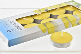 DKD Home Decor Vela Terraza Y Jardín Antimosquitos Cera Amarilla Plateada Set 10 uds 4x4x1 cm