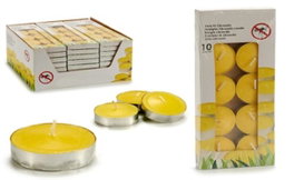 DKD Home Decor Set de 10 Velas de Citronela Antimoscas en Metal de 4x4x1,5 cm