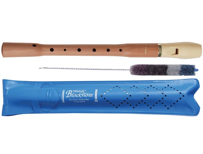 Hohner Flauta Dulce Soprano Do Madera Peral Cabeza Sintética con Funda Azul