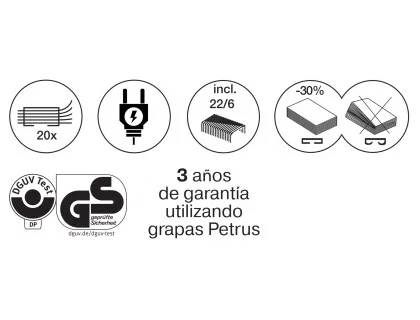 Petrus Grapadora eléctrica E-110 Azul con adaptador Petrus Grapadora eléctrica E-110 Azul con adaptador