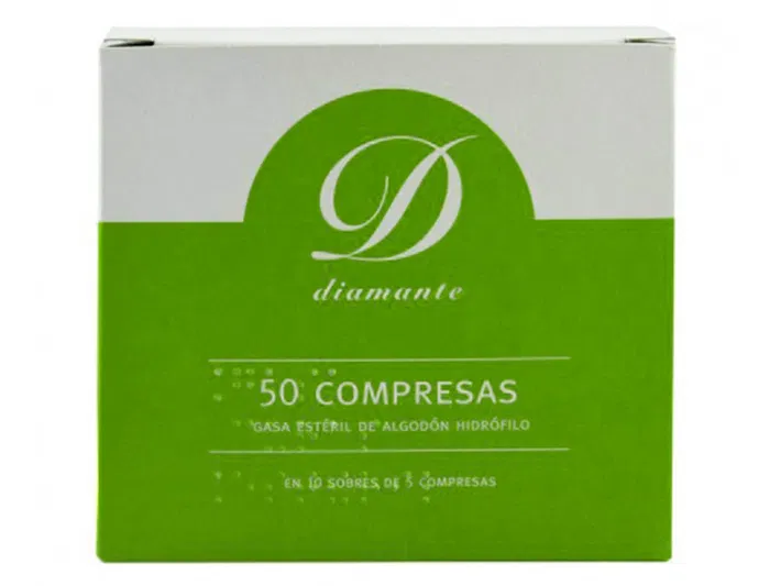 Gasa Estéril Algodón Hidrófilo Caja 50 Unidades para Primeros Auxilios, Absorbente y sin Filamentos